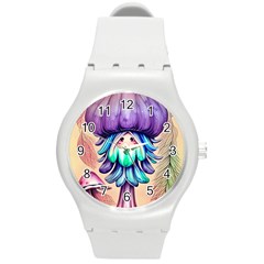 Psychedelic Mushroom For Sorcery And Theurgy Round Plastic Sport Watch (m) by GardenOfOphir