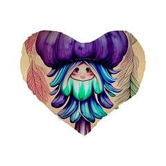 Psychedelic Mushroom For Sorcery And Theurgy Standard 16  Premium Heart Shape Cushions by GardenOfOphir