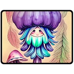 Psychedelic Mushroom For Sorcery And Theurgy Fleece Blanket (large) by GardenOfOphir