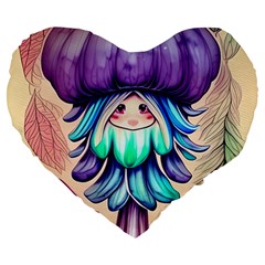 Psychedelic Mushroom For Sorcery And Theurgy Large 19  Premium Flano Heart Shape Cushions by GardenOfOphir