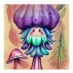 Psychedelic Mushroom For Sorcery And Theurgy Banner And Sign 4  X 4  by GardenOfOphir