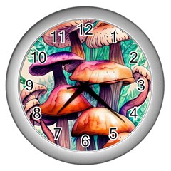 Charming Toadstool Wall Clock (silver) by GardenOfOphir