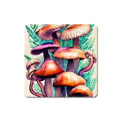 Charming Toadstool Square Magnet by GardenOfOphir