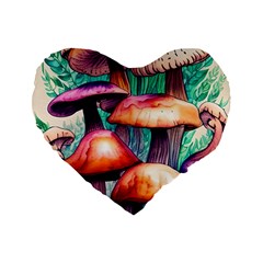 Charming Toadstool Standard 16  Premium Heart Shape Cushions by GardenOfOphir