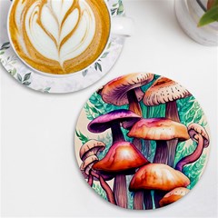 Charming Toadstool Uv Print Round Tile Coaster by GardenOfOphir