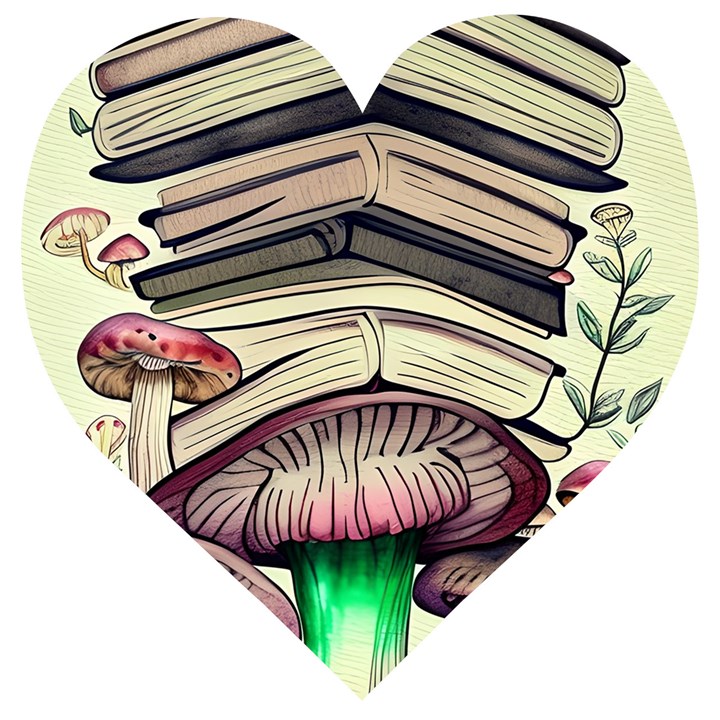 Necromancy Mushroom Wooden Puzzle Heart