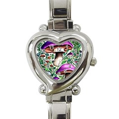 Magician s Conjuration Mushroom Heart Italian Charm Watch by GardenOfOphir