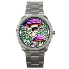 Magician s Conjuration Mushroom Sport Metal Watch by GardenOfOphir