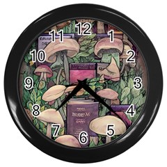 Spellbinding Mojo Mushroom Wall Clock (black) by GardenOfOphir