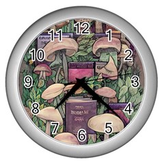 Spellbinding Mojo Mushroom Wall Clock (silver) by GardenOfOphir