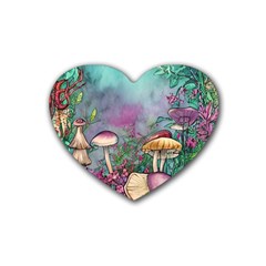 Enchanted Champignon Rubber Coaster (heart) by GardenOfOphir