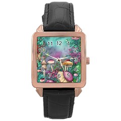 Enchanted Champignon Rose Gold Leather Watch  by GardenOfOphir