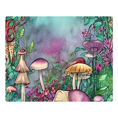 Enchanted Champignon One Side Premium Plush Fleece Blanket (large) by GardenOfOphir