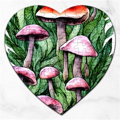 Charm Of The Toadstool Jigsaw Puzzle (heart) by GardenOfOphir