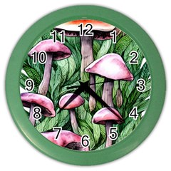 Charm Of The Toadstool Color Wall Clock by GardenOfOphir