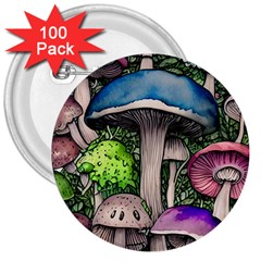 Necromancy Of The Mushroom 3  Buttons (100 pack) 