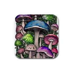 Necromancy Of The Mushroom Rubber Square Coaster (4 pack)