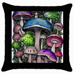 Necromancy Of The Mushroom Throw Pillow Case (Black)