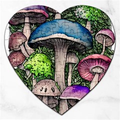 Necromancy Of The Mushroom Jigsaw Puzzle (heart) by GardenOfOphir