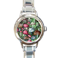 Magicians  Mushrooms Round Italian Charm Watch by GardenOfOphir