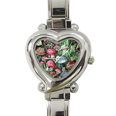 Magicians  Mushrooms Heart Italian Charm Watch by GardenOfOphir