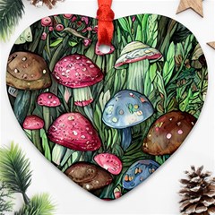 Magicians  Mushrooms Heart Ornament (two Sides) by GardenOfOphir