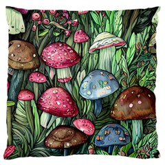 Magicians  Mushrooms Large Cushion Case (one Side) by GardenOfOphir