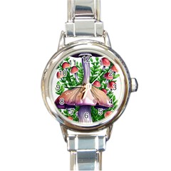 Conjuring Charm Of The Mushrooms Round Italian Charm Watch by GardenOfOphir