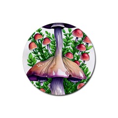 Conjuring Charm Of The Mushrooms Rubber Coaster (round) by GardenOfOphir