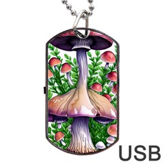 Conjuring Charm Of The Mushrooms Dog Tag Usb Flash (one Side) by GardenOfOphir