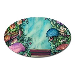 Sorcery And Spellwork With Mushrooms Oval Magnet by GardenOfOphir