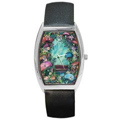 Sorcery And Spellwork With Mushrooms Barrel Style Metal Watch by GardenOfOphir