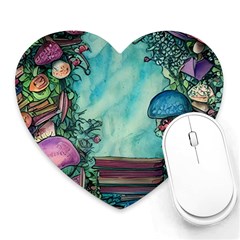 Sorcery And Spellwork With Mushrooms Heart Mousepad by GardenOfOphir