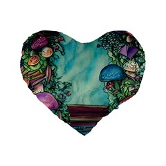 Sorcery And Spellwork With Mushrooms Standard 16  Premium Heart Shape Cushions by GardenOfOphir