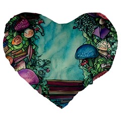 Sorcery And Spellwork With Mushrooms Large 19  Premium Heart Shape Cushions by GardenOfOphir