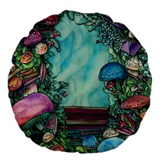 Sorcery And Spellwork With Mushrooms Large 18  Premium Flano Round Cushions by GardenOfOphir