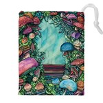 Sorcery And Spellwork With Mushrooms Drawstring Pouch (5XL) Front