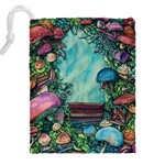 Sorcery And Spellwork With Mushrooms Drawstring Pouch (5XL) Back