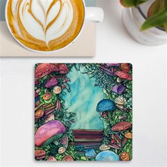 Sorcery And Spellwork With Mushrooms Uv Print Square Tile Coaster  by GardenOfOphir