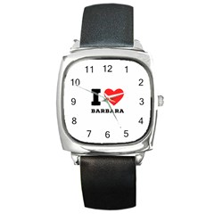 I Love Barbara Square Metal Watch