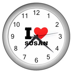 I Love Susan Wall Clock (silver)