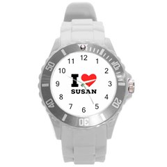 I Love Susan Round Plastic Sport Watch (l) by ilovewhateva