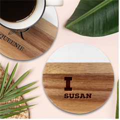 I Love Susan Marble Wood Coaster (round) by ilovewhateva