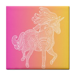 Unicorm Orange And Pink Tile Coaster