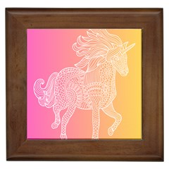 Unicorm Orange And Pink Framed Tile by lifestyleshopee