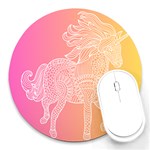 unicorm orange and pink Round Mousepad Front