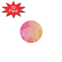 Unicorm Orange And Pink 1  Mini Buttons (10 Pack)  by lifestyleshopee