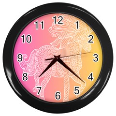 Unicorm Orange And Pink Wall Clock (black) by lifestyleshopee