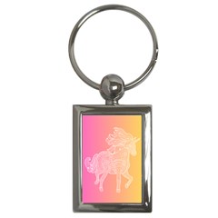 Unicorm Orange And Pink Key Chain (rectangle)