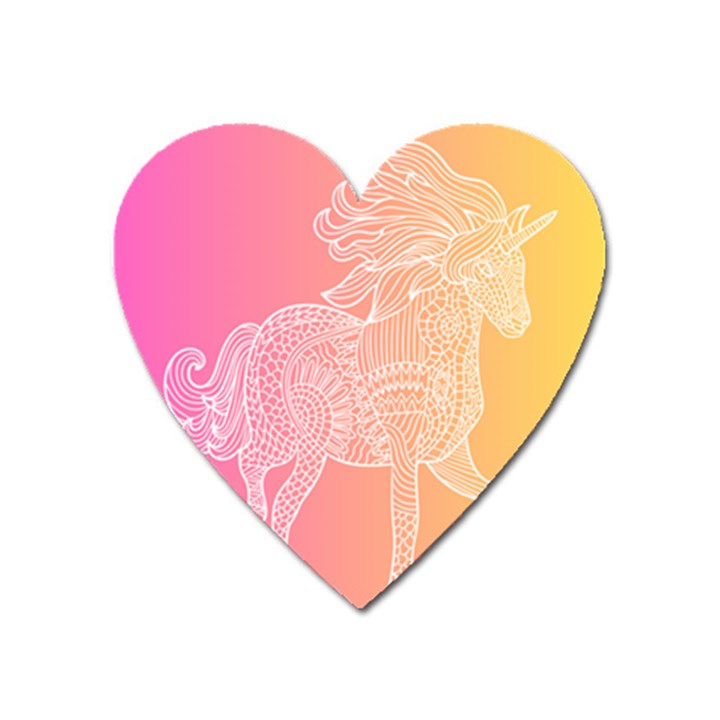 unicorm orange and pink Heart Magnet